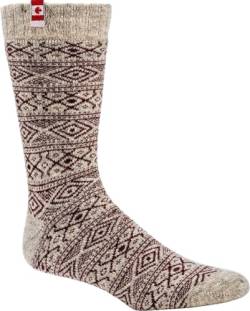 WOWERAT Thermo-Wollsocken „CANADIAN SOCKS“ Wind & Wetter - Socken 1 PAAR (Gr.39-42, natur-grau mit bordeaux Dessin) von Wowerat