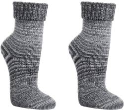 WOWERAT Wollsocken Skandinavien-Style wie handgestrickt, mit Umschlag für Damen und Herren 1 Paar (Gr. 39-42, grau) von Wowerat