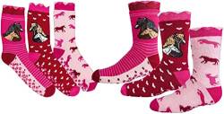 WOWERAT „Romantik-Pferd“ Computer- Kinder- Socken „Rutschfest“, mit ABS-Druck, 3er-BÜNDEL (Gr.35-38, „Romantik-Pferd“, 3er-Bündel sortiert) von WOWERAT