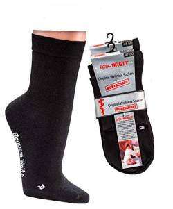 Wowerat 2 Paar Diabetikersocken Kurzschaft extra breit weit Diabetes Strümpfe Diabetiker (schwarz, 39/42) von Wowerat