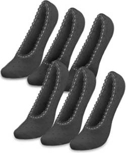 Wowerat 3 oder 6 Füßlinge mit Spitze - Sneakersocken Farbe 6 Paar Füßlinge mit Spitzenrand Schwarz Größe 35/38 von Wowerat