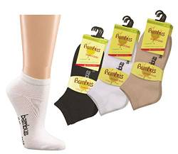Wowerat 6 Paar Bambus Sneaker Socken Sneakersocken für Damen Herren schwarz weiß beige WO (39/42, schwarz) von Wowerat