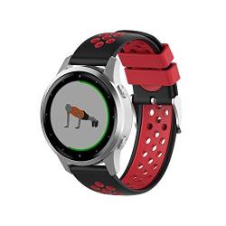 Wownadu 18mm Quick Release Bands Kompatibel für Garmin Vivoactive 4S/Vivomove 3S/Venu 3S/Venu 2S, Forerunner 255S/255S Music/265S Armband Schwarz Rot Silikon Sport Ersatzarmband, Zubehör von Wownadu