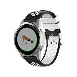 Wownadu 18mm Quick Release Bands Kompatibel für Garmin Vivoactive 4S/Vivomove 3S/Venu 3S/Venu 2S, Forerunner 255S/255S Music/265S Armband Schwarz Weiß Silikon Sport Ersatzarmband, Zubehör von Wownadu