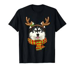 Alaskan Malamute Rentier Weihnachten Shirt Xmas Pet Dog Lover T-Shirt von Wowsome!