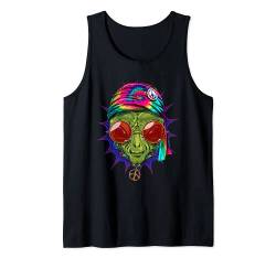 Tie Dye Hippie Alien Hippiness Peace Love Alien Tank Top von Wowsome!