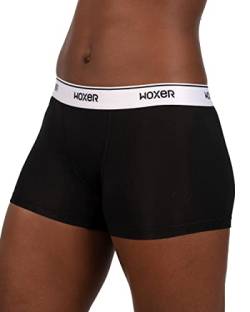 Woxer Damen-Boxershorts, Unterwäsche, Stern, 7,6 cm, Boyshorts, Höschen, weich, scheuerfrei, keine Rollinnennaht, Schwarz, L von Woxer