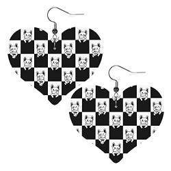 Ohrringe Französische Bulldogge Herzform Leder Ohrring Leichte Liebe Herz baumeln für Frauen Mädchen, Einheitsgröße, Leder von Wpamlrta