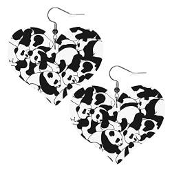Ohrringe Pandas Herzform Lederohrring leicht Liebe Herz baumeln für Frauen Mädchen, Einheitsgröße, Leder von Wpamlrta