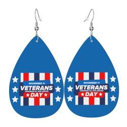 Veterans Day 2024 Ohrringe Kunstleder Ohrringe Tropfenform baumelnde Ohrringe Festival Geschenk für Frauen, Einheitsgröße, Leder von Wpamlrta