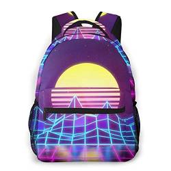 Wpamlrta Synthwave Neon 80er Jahre Rucksack, Allover-Print, Tagesrucksack, legere Reise, Büchertasche, Siehe Abbildung, One size von Wpamlrta