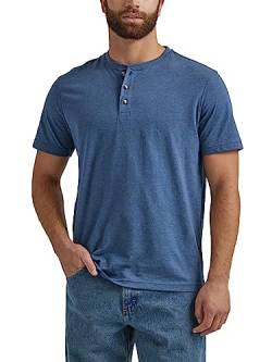 Wrangler Authentics Herren Authentics Men's Short Sleeve Henley Tee Hemd, Dunkles Jeansblau, Mittel von Wrangler Authentics