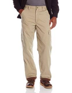 Wrangler Authentics Herren-Cargohose mit Fleece gefüttert, British Khaki Twill, 32W / 32L von Wrangler Authentics