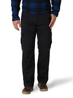 Wrangler Authentics Herren Cargohose mit Fleece gefüttert Lässige Hose, Black Twill, 40W / 30L von Wrangler Authentics