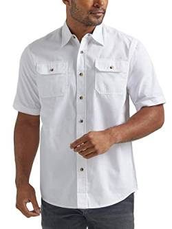 Wrangler Authentics Herren Kurzärmliges klassisches gewebtes Hemd, Bright White, 3X-Groß von Wrangler Authentics
