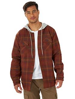 Wrangler Authentics Herren Langärmelige Flanell-Hemdjacke mit Kapuze Hemd, Toffee, L von Wrangler Authentics