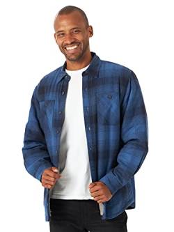 Wrangler Authentics Herren Langärmelige Flanell-Hemdjacke mit Sherpa-Futter Hemd, Blau (Admiral Blue), XX-Large von Wrangler Authentics