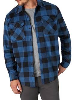 Wrangler Authentics Herren Langärmelige Fleece-Hemdjacke Button-Down-Shirt, Blauer Büffelkaro, Mittel von Wrangler Authentics