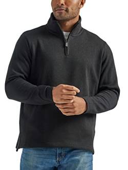 Wrangler Authentics Herren Langärmeliges Fleece mit Viertelreißverschluss Pullover, Caviar, Small von Wrangler Authentics