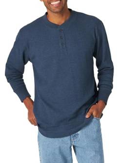 Wrangler Authentics Herren Langärmeliges Waffelmuster Henley-Hemd, Dress Blues Heather, Mittel von Wrangler Authentics