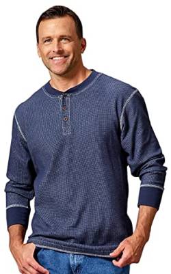 Wrangler Authentics Herren Langarm Waffel Henley, Mood Indigo, XL von Wrangler Authentics