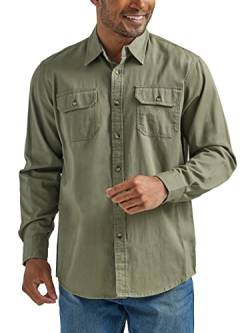 Wrangler Authentics Herren Long-Sleeve Classic Woven Shirt Button Down Hemd, Burnt Olive, Klein von Wrangler Authentics