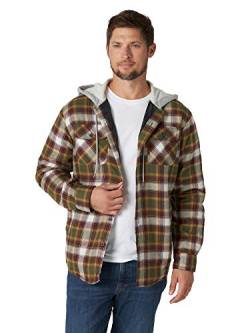 Wrangler Authentics Herren Men's Long Sleeve Quilted Lined Flannel Jacket with Hood Hemd mit Button-Down-Kragen, Olive Night, XX-Large von Wrangler Authentics