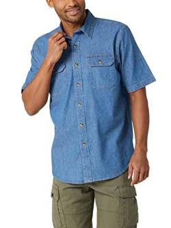 Wrangler Authentics Men's Short Sleeve Classic Woven Shirt Button, Mid Wash, Large von Wrangler Authentics