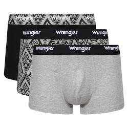 WRANGLER Herren Men's Boxer Shorts Pattern Boxershorts, Grey Marl/Print/Black, M von Wrangler