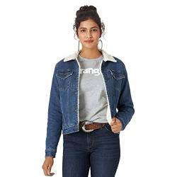 Wrangler Damen Jacke mit Sherpa-Futter im Retro-Stil, Denim, 38 von Wrangler