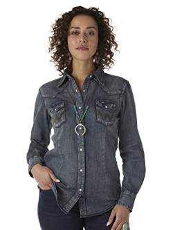 Wrangler Damen Langärmeliges Western-Arbeitshemd Bluse, Denim, Groß von Wrangler