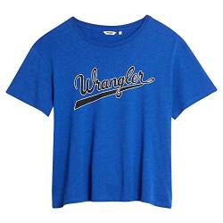 Wrangler Damen Logo Tee T-Shirt, Blau (Cobalt Blue B09), Large (Herstellergröße: L) von Wrangler