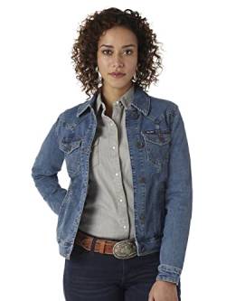 Wrangler Damen Retro Western-Jeansjacke, Dunkles Jeansblau, Large von Wrangler