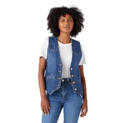 Wrangler Damen Slim Vest Denim Jacket, DARK WASH, S EU von Wrangler