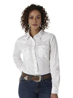 Wrangler Damen Westernhemd mit Zwei Taschen und Druckknöpfen, Weiß, X-Groß von Wrangler