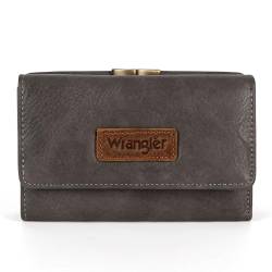 Wrangler Dreifach gefaltete Brieftaschen für Damen, kleines Kreditkartenetui, Retro Grau, Casual von Wrangler