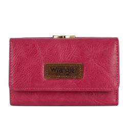 Wrangler Dreifach gefaltete Brieftaschen für Damen, kleines Kreditkartenetui, Retro Hot Pink, Minimalistisch von Wrangler