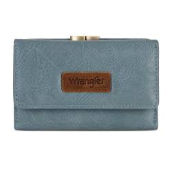 Wrangler Dreifach gefaltete Brieftaschen für Damen, kleines Kreditkartenetui, Retro-Jean, Minimalistisch von Wrangler