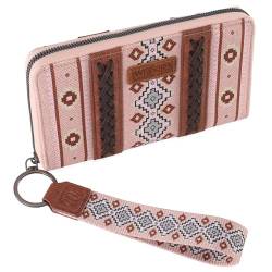 Wrangler Geldbörse für Damen, Western-Azteken-Clutch, Handgelenktasche mit Kreditkartenfach, Pink, Trendig von Wrangler