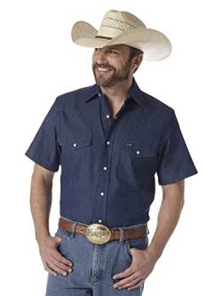 Wrangler Herren Cowboy Cut Western Two Pocket Kurzarm Snap Arbeitsshirt, Blau, Mittel von Wrangler