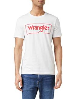 Wrangler Herren Frame Logo Tee T Shirt, Weiß, L EU von Wrangler