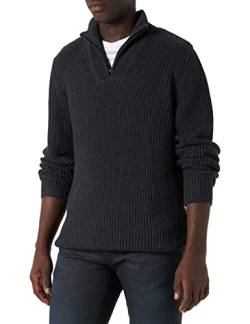 Wrangler Herren Half Zip Knit Pullover Sweater, Dark Grey Melee, XL von Wrangler