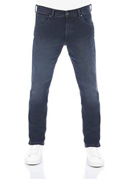 Wrangler Herren Jeans Regular Fit Greensboro Hose Blau Straight Jeanshose Denim Stretch Baumwolle Blue w34, Farbe: Smoke Blue, Größe: 34W / 34L von Wrangler