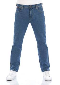 Wrangler Herren Jeans Regular Fit Texas Stretch Hose Blau Authentic Straight Jeanshose Denim Hose Baumwolle Blue w30, Farbe: Green Island, Größe: 30W / 32L von Wrangler