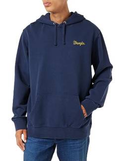 Wrangler Herren Logo Hoodie Hooded Sweatshirt, Navy, M EU von Wrangler