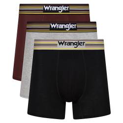Wrangler Herren Men's Boxers Burgandy Boxershorts, Black/Dahlia/Grey Marl, XL von Wrangler