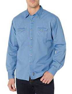 Wrangler Herren Retro Zwei-taschen-langarm-shirt mit Druckknopfverschluss Hemd, blau, M von Wrangler