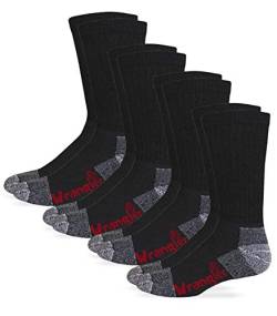 Wrangler Herren Riggs Socken mit Stahlkappe, Stiefel, Arbeitssocken, Baumwolle, 4 Paar, Schwarz, Größe L, Large von Wrangler