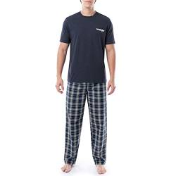 Wrangler Herren Schlafanzug, Jersey-Oberteil und Micro-Sanded Pants Pyjamaset, Marineblau/kariert, XXX-Large von Wrangler