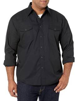 Wrangler Herren Sport Western Basic Two Pocket Langarm Snap Shirt, schwarz, L von Wrangler